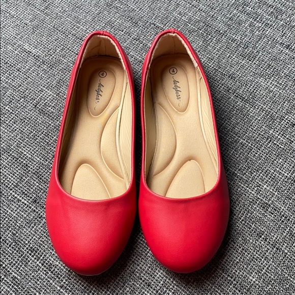 red ballet flats